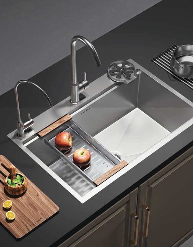 Handmade stainless steel kitchen sink